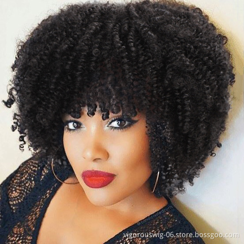 Vendor Cheap Kinky Curly Chinese Natural Heat Resistant Short Afro Costume Pixie Synthetic Wigs